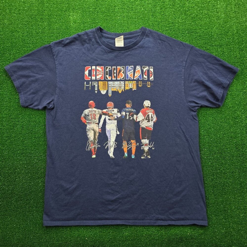 Cincinnati Teams Tshirt Mens‎ XL Blue Sports Allstars Football Baseball Hockey